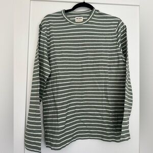 Todd Snyder Issued By: Japanese Nautical Striped Tee in Green Smoke, Small